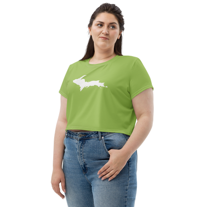 Michigan Upper Peninsula Crop Top (w/ UP Outline) | Sporty - Gooseberry Green