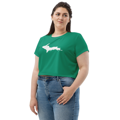 Michigan Upper Peninsula Crop Top (w/ UP Outline) | Sporty - Emerald Green