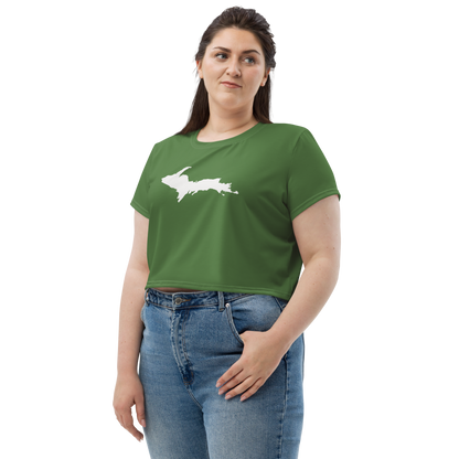 Michigan Upper Peninsula Crop Top (w/ UP Outline) | Sporty - Pine Green