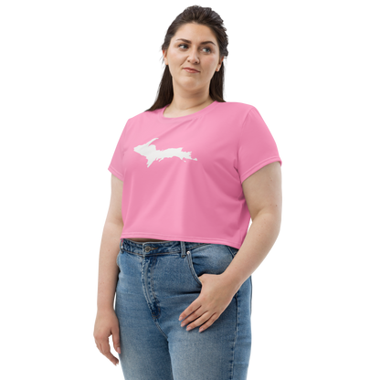 Michigan Upper Peninsula Crop Top (w/ UP Outline) | Sporty - '67 Caddie Pink