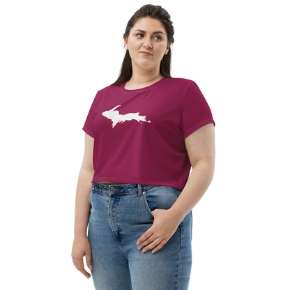 Michigan Upper Peninsula Crop Top (w/ UP Outline) | Sporty - Ruby Red