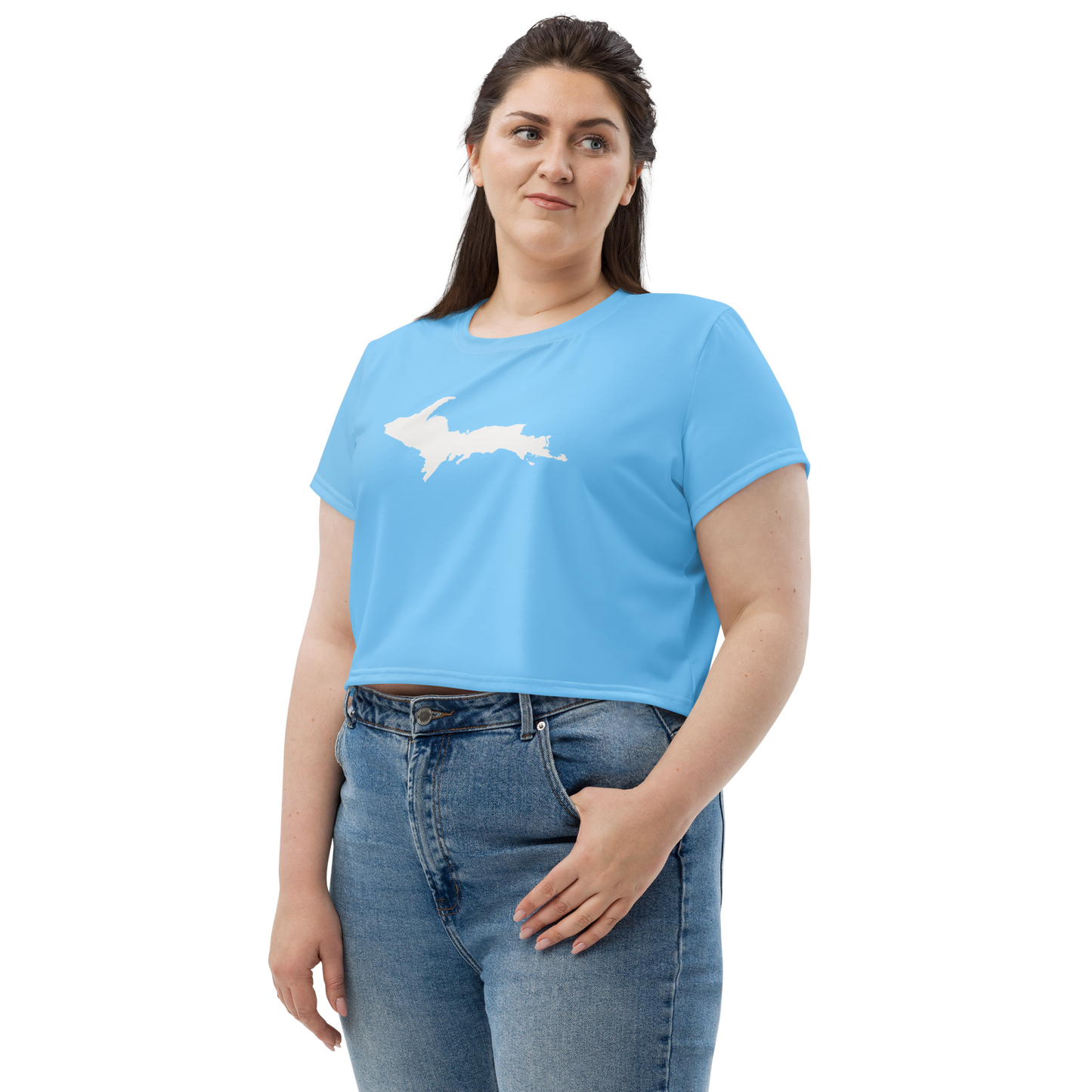 Michigan Upper Peninsula Crop Top (w/ UP Outline) | Sporty - DTW Blue