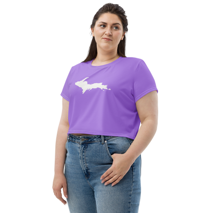 Michigan Upper Peninsula Crop Top (w/ UP Outline) | Sporty - Lavender