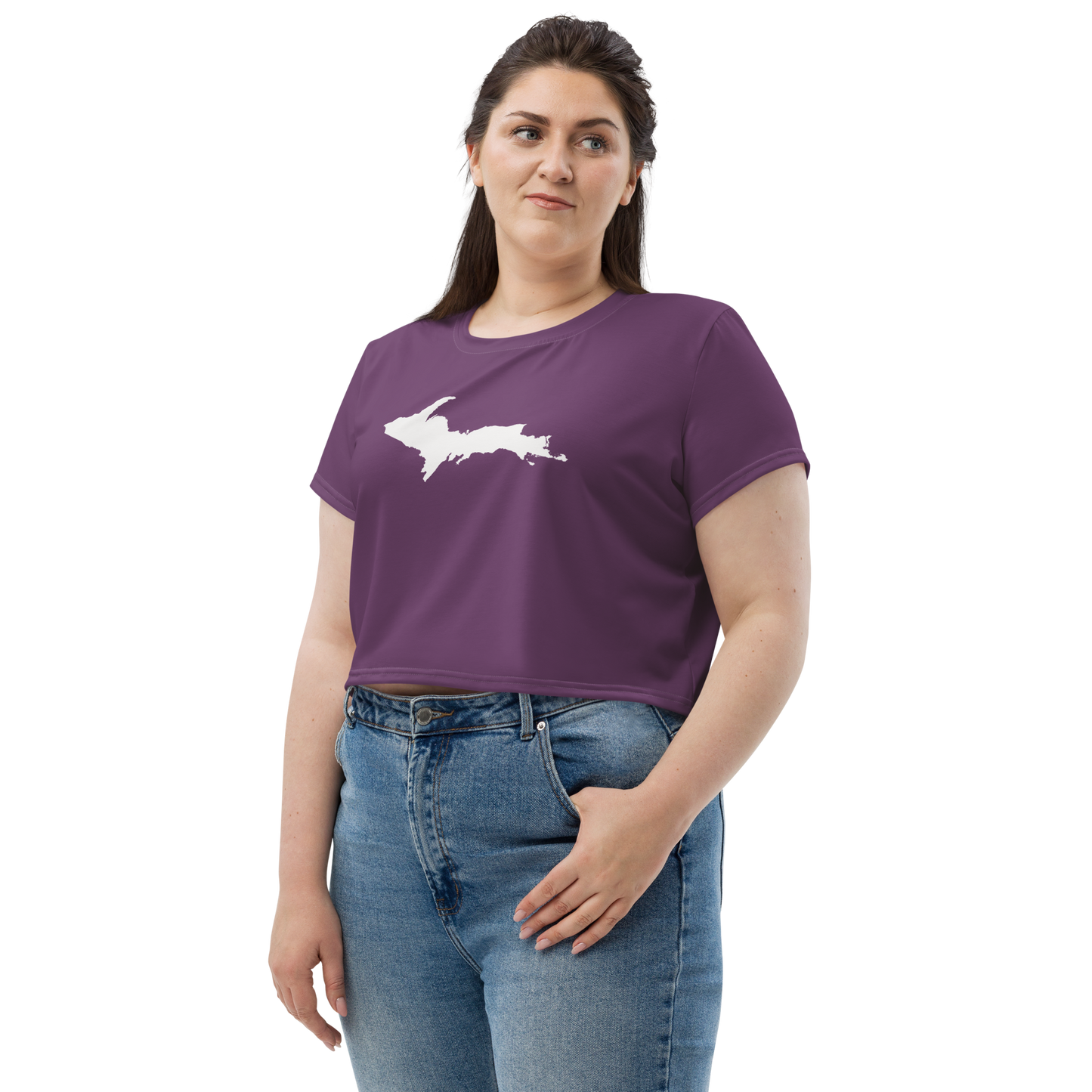 Michigan Upper Peninsula Crop Top (w/ UP Outline) | Sporty - Plum