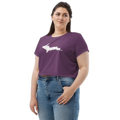 Michigan Upper Peninsula Crop Top (w/ UP Outline) | Sporty - Plum