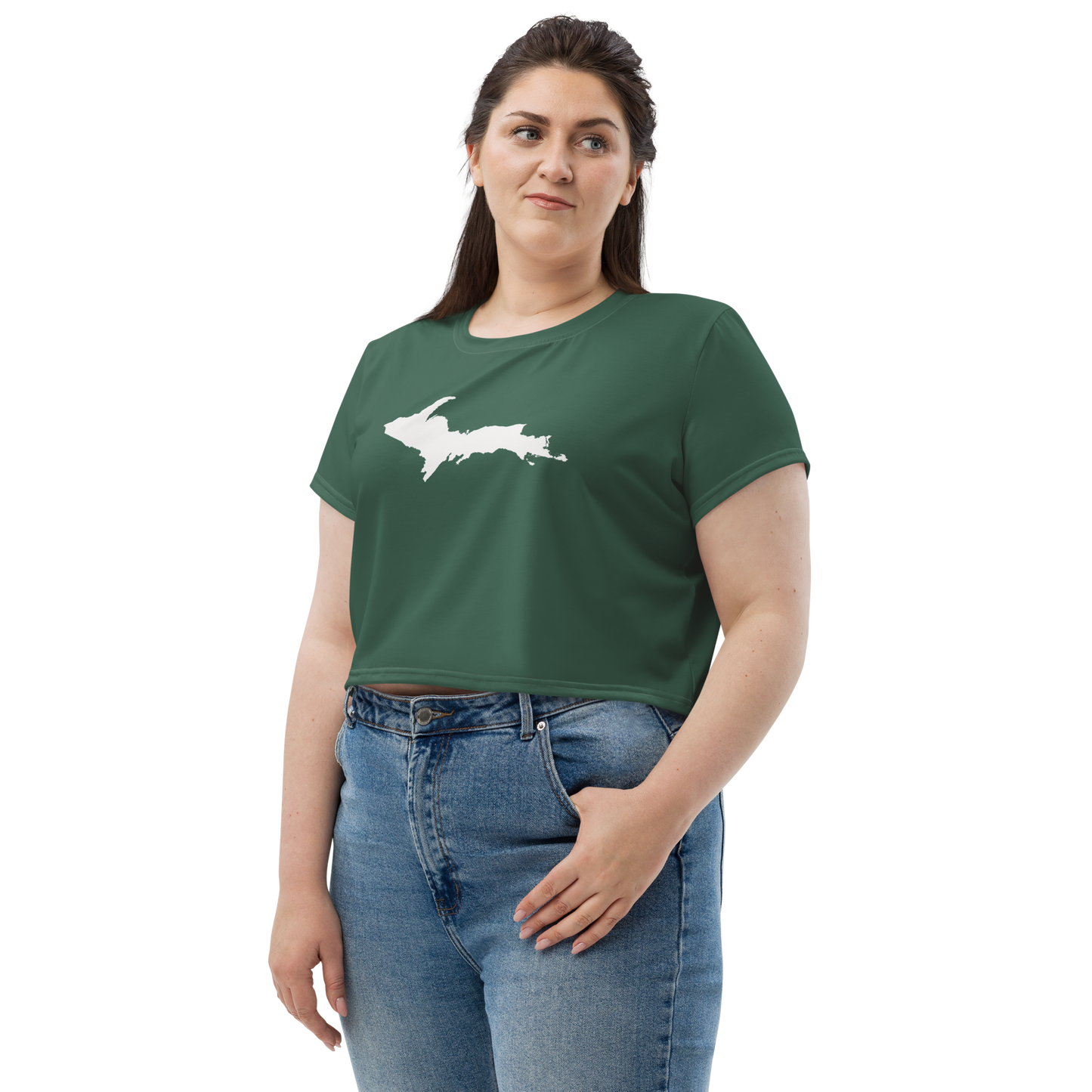 Michigan Upper Peninsula Crop Top (w/ UP Outline) | Sporty - Ginger Ale Green