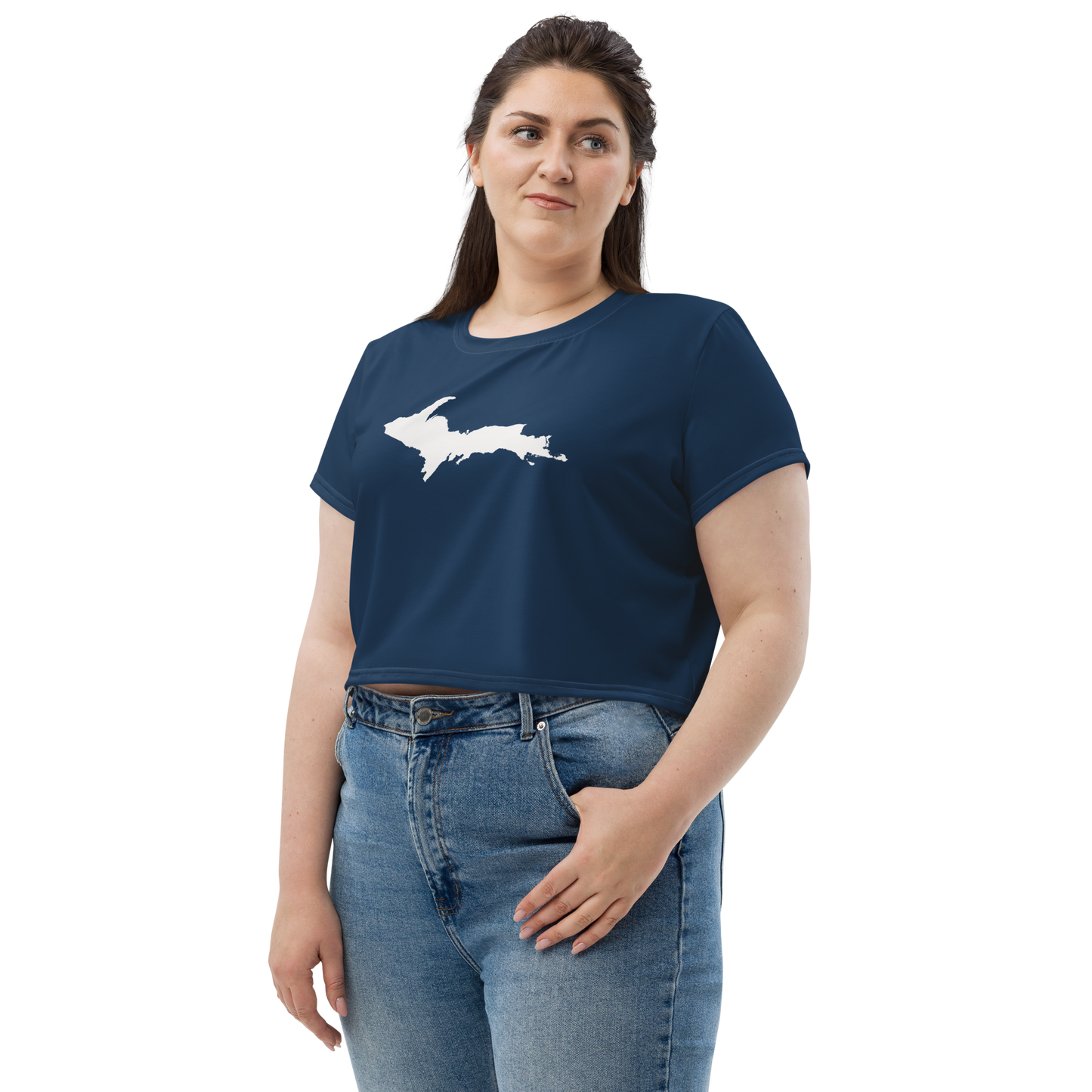 Michigan Upper Peninsula Crop Top (w/ UP Outline) | Sporty - Navy