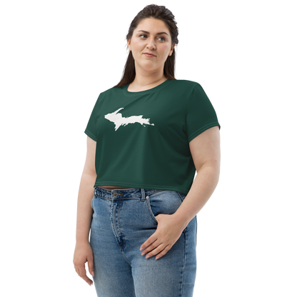 Michigan Upper Peninsula Crop Top (w/ UP Outline) | Sporty - Laconic Green