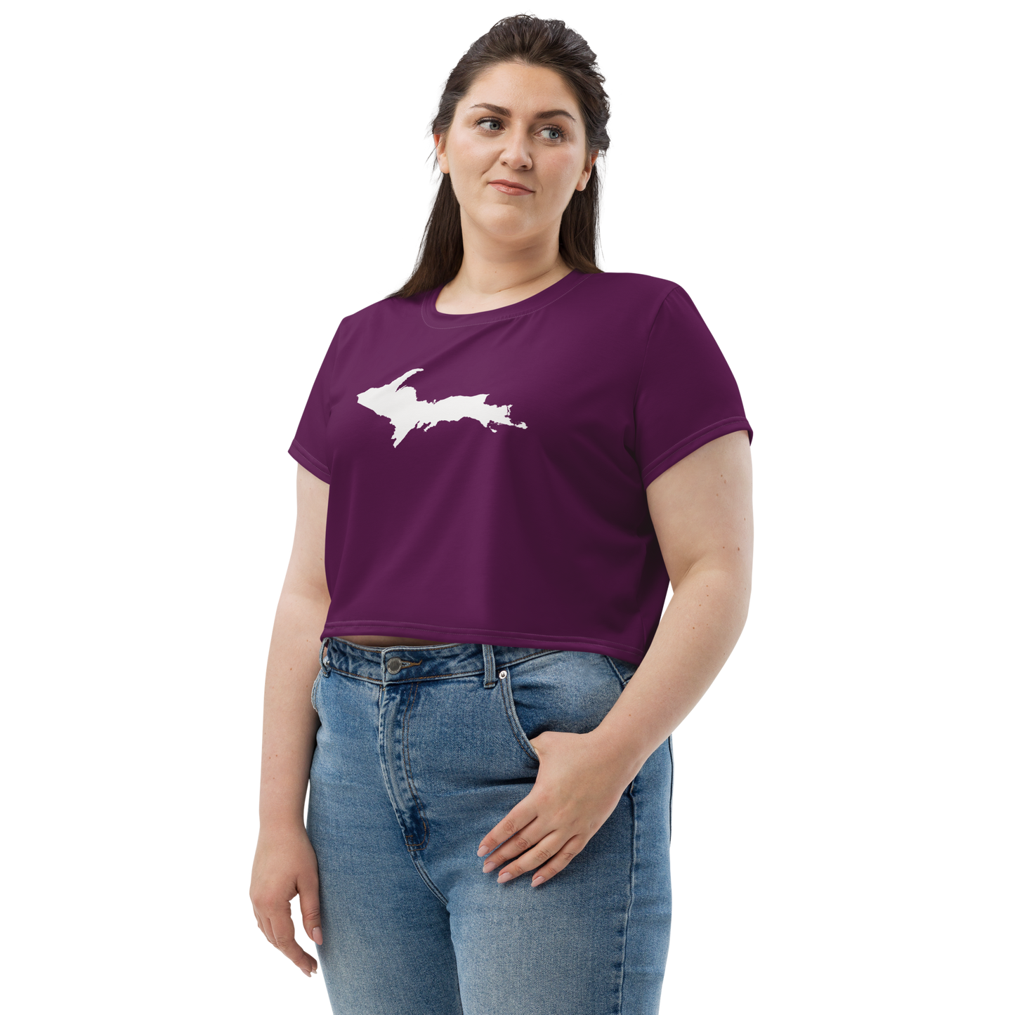 Michigan Upper Peninsula Crop Top (w/ UP Outline) | Sporty - Tyrian Purple