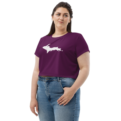 Michigan Upper Peninsula Crop Top (w/ UP Outline) | Sporty - Tyrian Purple