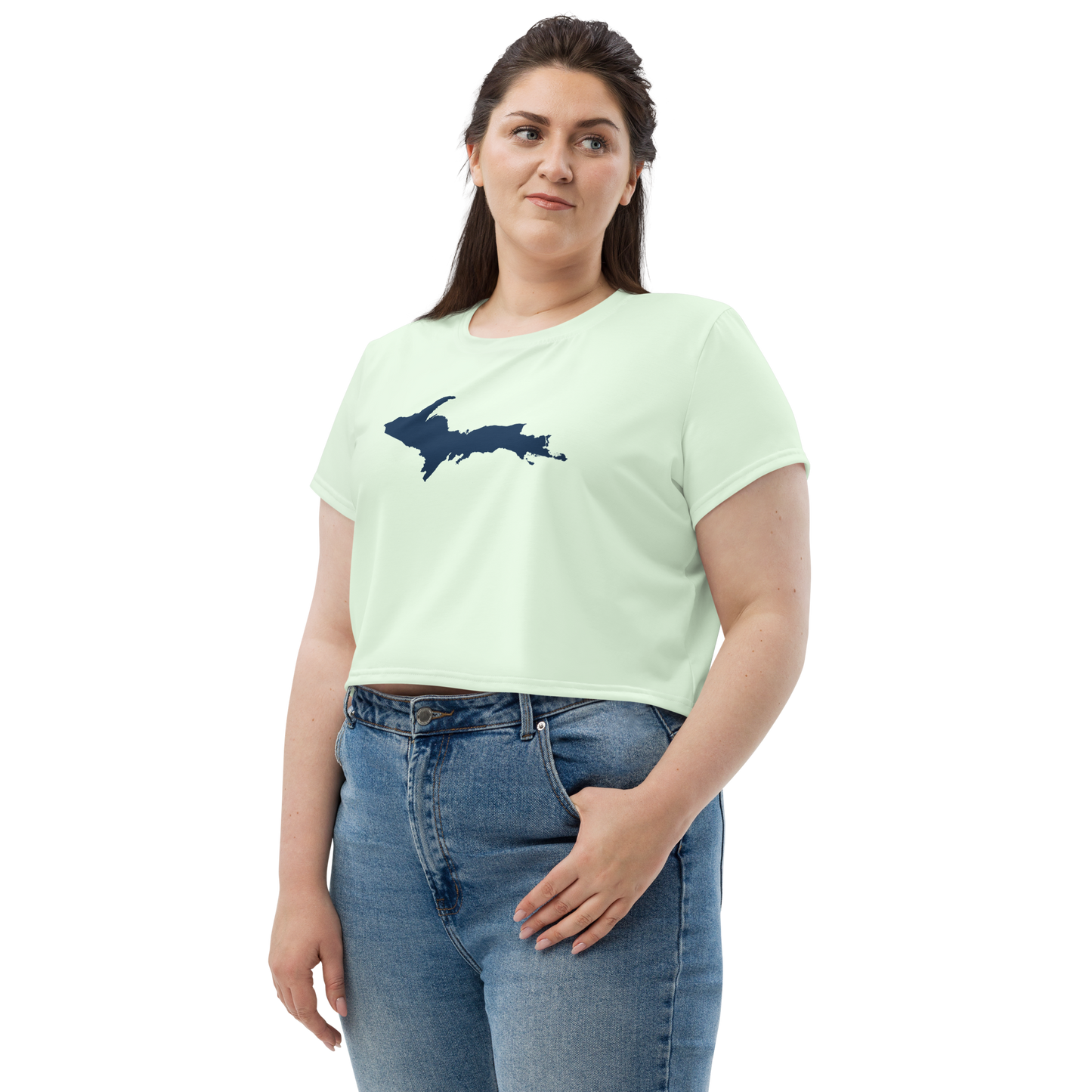 Michigan Upper Peninsula Crop Top (w/ UP Outline) | Sporty - Dew Green