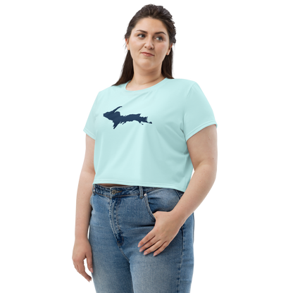 Michigan Upper Peninsula Crop Top (w/ UP Outline) | Sporty - Cyan