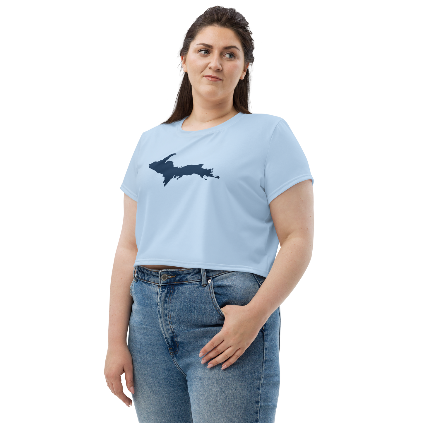 Michigan Upper Peninsula Crop Top (w/ UP Outline) | Sporty - Light Blue