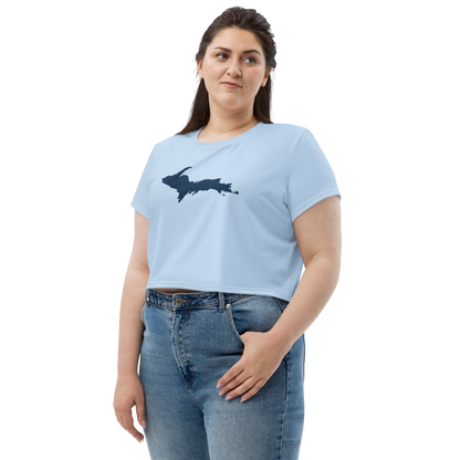 Michigan Upper Peninsula Crop Top (w/ UP Outline) | Sporty - Light Blue