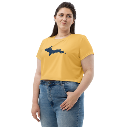 Michigan Upper Peninsula Crop Top (w/ UP Outline) | Sporty - Citrine