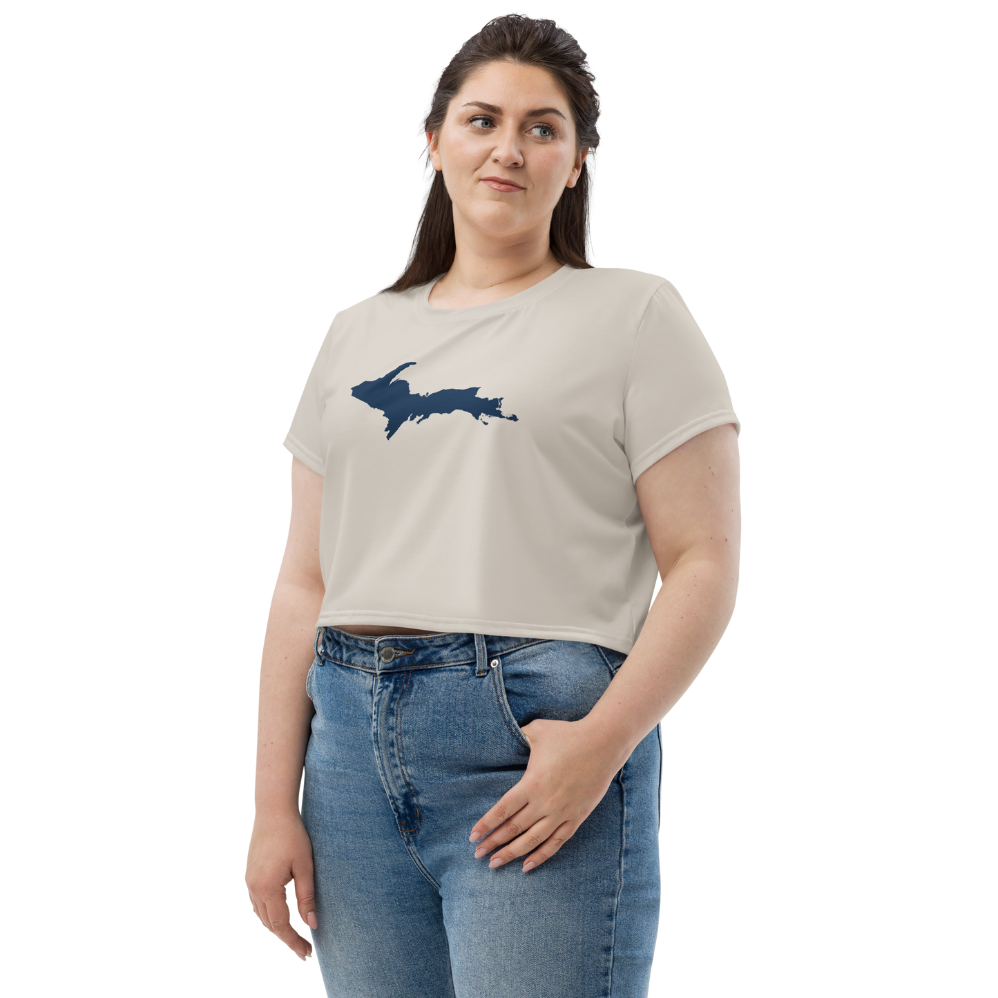 Michigan Upper Peninsula Crop Top (w/ UP Outline) | Sporty - Canvas Color