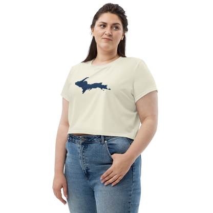 Michigan Upper Peninsula Crop Top (w/ UP Outline) | Sporty - Ivory White