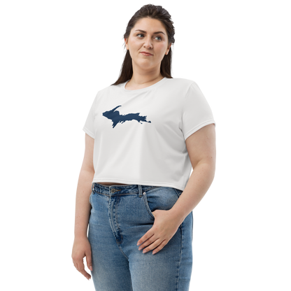 Michigan Upper Peninsula Crop Top (w/ UP Outline) | Sporty - Birch Bark White