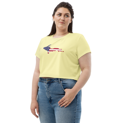 Michigan Upper Peninsula Crop Top (w/ UP Outline) | Sporty - Canary Yellow