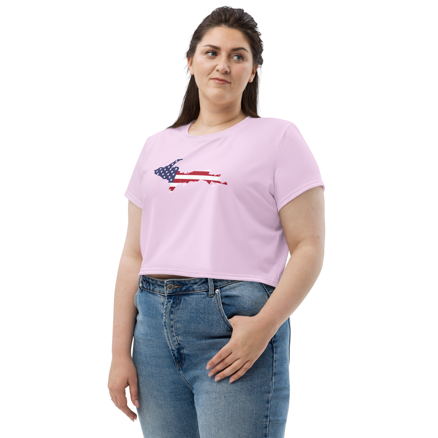 Michigan Upper Peninsula Crop Top (w/ UP USA Flag) | Sporty - Pale Lavender