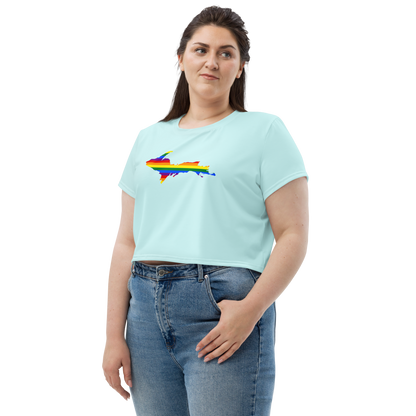 Michigan Upper Peninsula Crop Top (w/ UP Pride Flag) | Sporty - Cyan