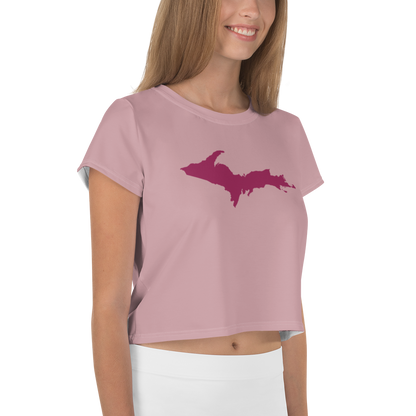 Michigan Upper Peninsula Crop Top (Ruby Outline) | Sporty - Cherry Blossom Pink