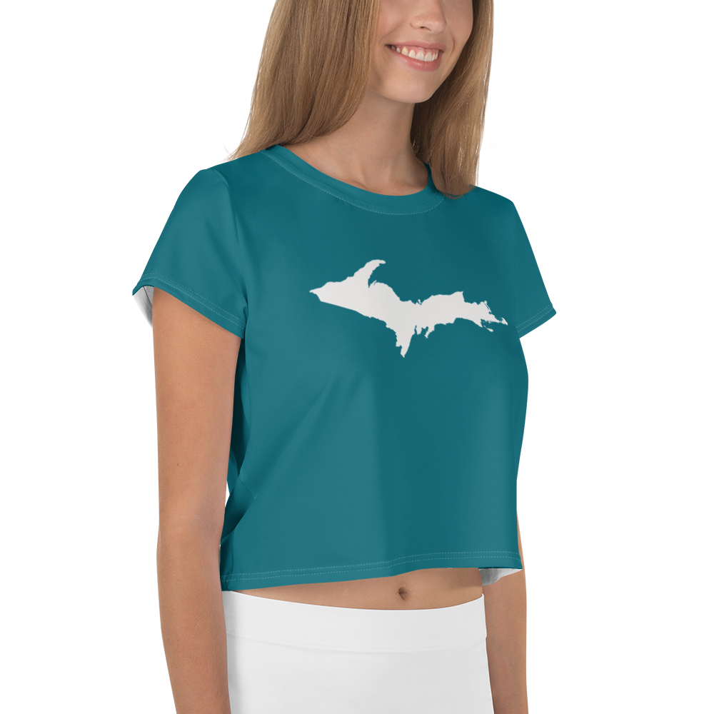 Michigan Upper Peninsula Crop Top (w/ UP Outline) | Sporty - Auburn Hills Teal