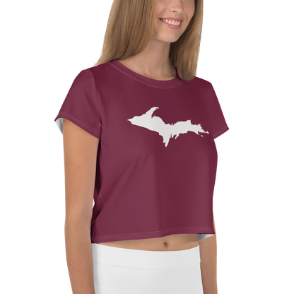 Michigan Upper Peninsula Crop Top (w/ UP Outline) | Sporty - Old Mission Burgundy