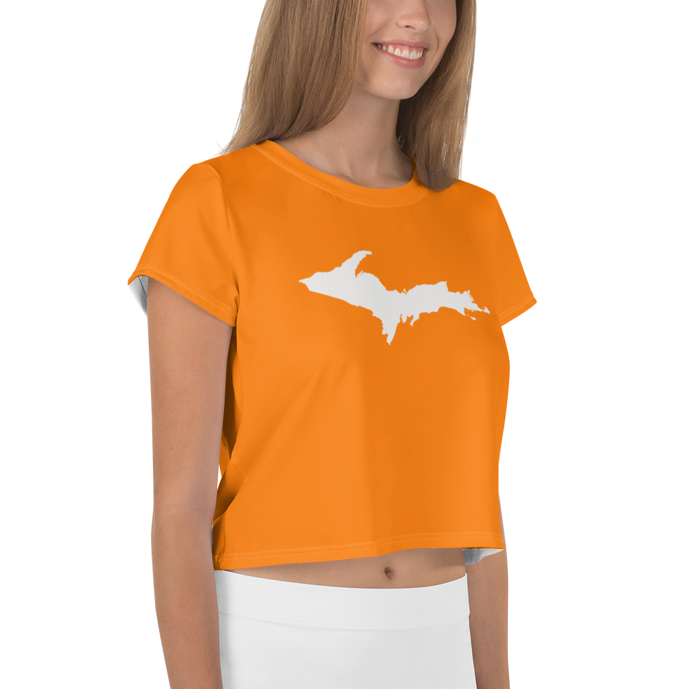 Michigan Upper Peninsula Crop Top (w/ UP Outline) | Sporty - Safety Orange