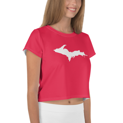 Michigan Upper Peninsula Crop Top (w/ UP Outline) | Sporty - Lighthouse Red