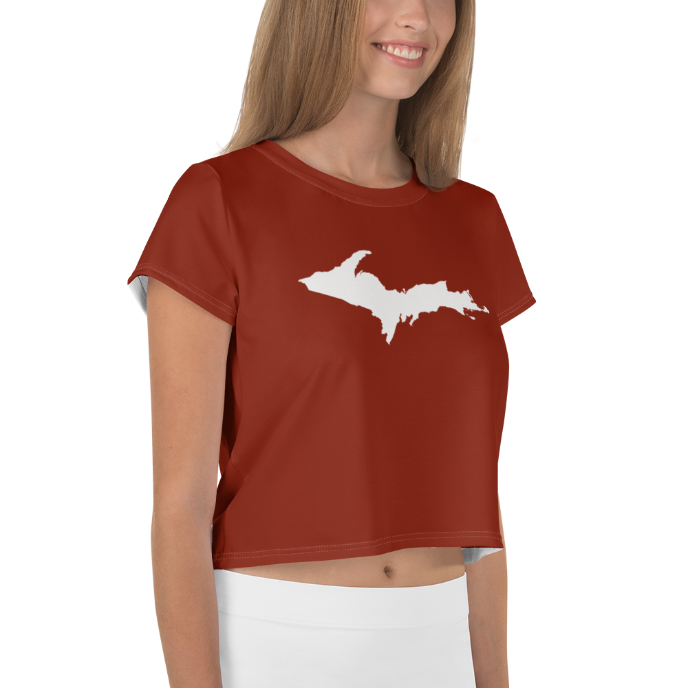 Michigan Upper Peninsula Crop Top (w/ UP Outline) | Sporty - Cherryland Red