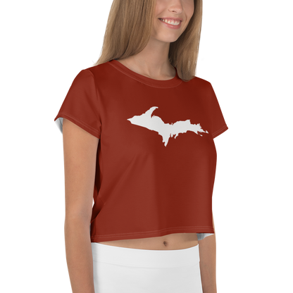 Michigan Upper Peninsula Crop Top (w/ UP Outline) | Sporty - Cherryland Red