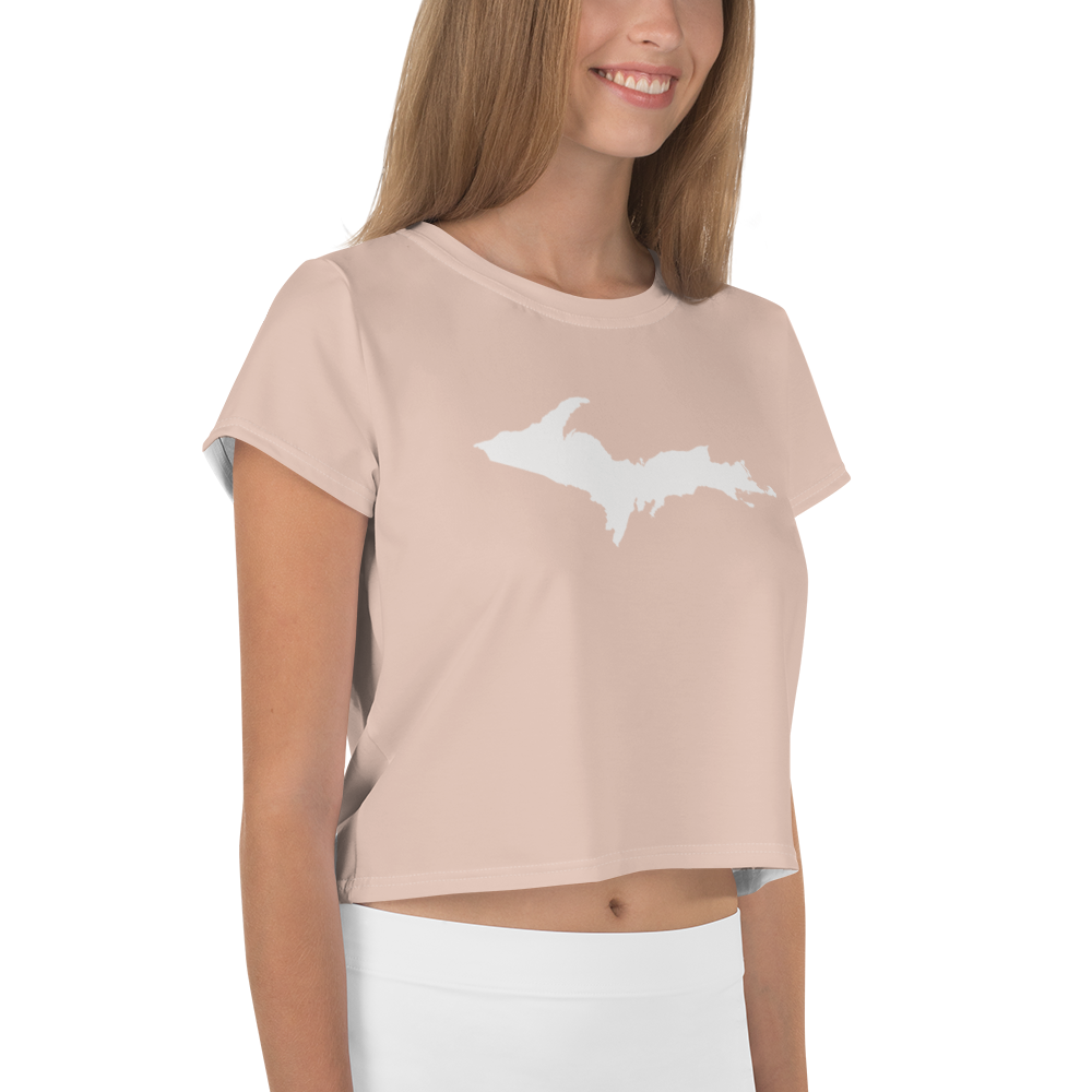 Michigan Upper Peninsula Crop Top (w/ UP Outline) | Sporty - Rose Gold