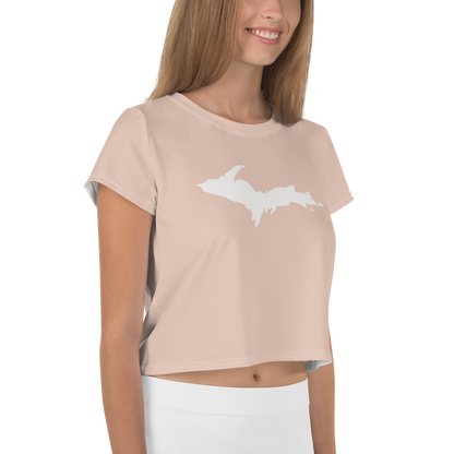 Michigan Upper Peninsula Crop Top (w/ UP Outline) | Sporty - Rose Gold