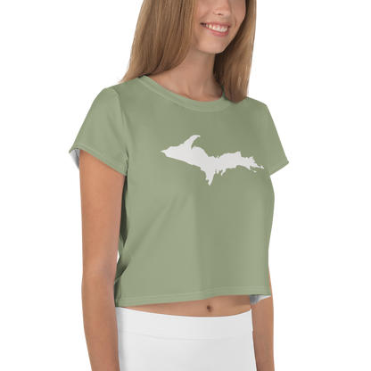 Michigan Upper Peninsula Crop Top (w/ UP Outline) | Sporty - Beachgrass Green