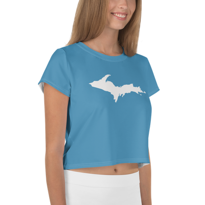 Michigan Upper Peninsula Crop Top (w/ UP Outline) | Sporty - Lake Michigan Blue