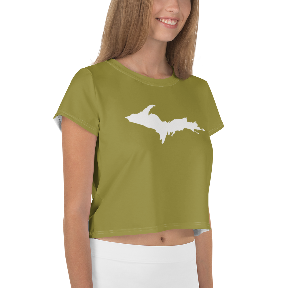 Michigan Upper Peninsula Crop Top (w/ UP Outline) | Sporty - Scrub Gold