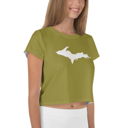 Michigan Upper Peninsula Crop Top (w/ UP Outline) | Sporty - Scrub Gold