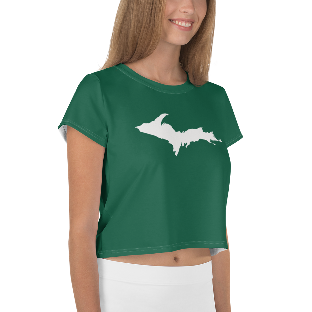 Michigan Upper Peninsula Crop Top (w/ UP Outline) | Sporty - Superior Green