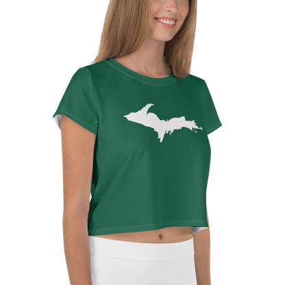 Michigan Upper Peninsula Crop Top (w/ UP Outline) | Sporty - Superior Green