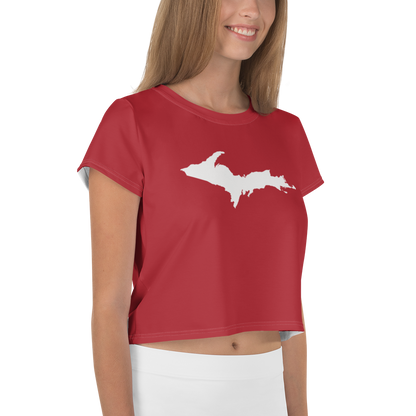 Michigan Upper Peninsula Crop Top (w/ UP Outline) | Sporty - Thimbleberry Red