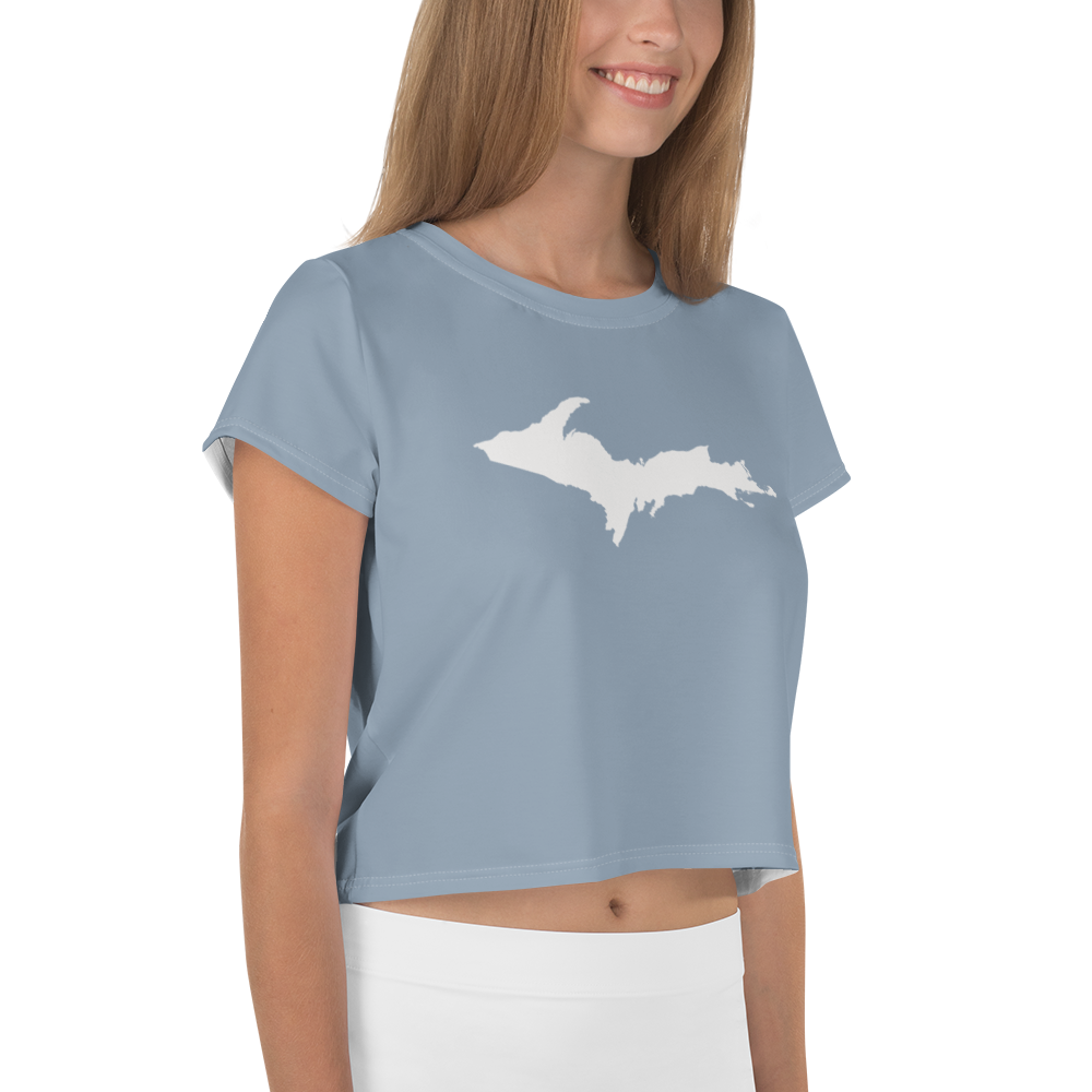 Michigan Upper Peninsula Crop Top (w/ UP Outline) | Sporty - B-24 Grey