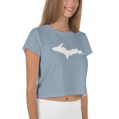 Michigan Upper Peninsula Crop Top (w/ UP Outline) | Sporty - B-24 Grey