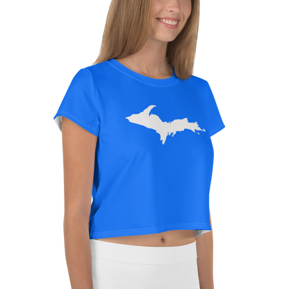 Michigan Upper Peninsula Crop Top (w/ UP Outline) | Sporty - Motor Town Blue