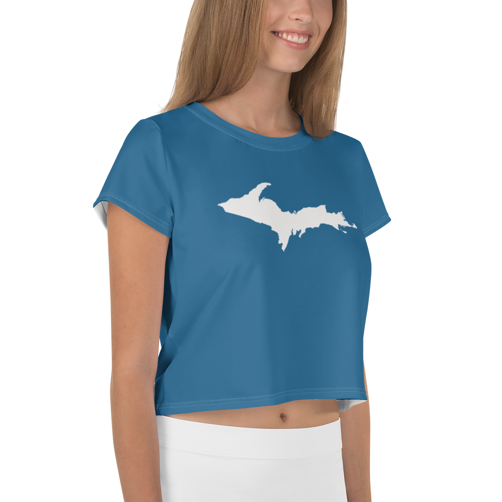 Michigan Upper Peninsula Crop Top (w/ UP Outline) | Sporty - Blueberry