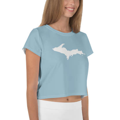 Michigan Upper Peninsula Crop Top (w/ UP Outline) | Sporty - Opal Blue