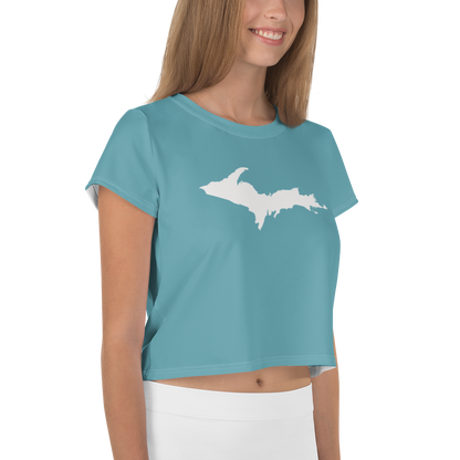 Michigan Upper Peninsula Crop Top (w/ UP Outline) | Sporty - Lake Huron Blue