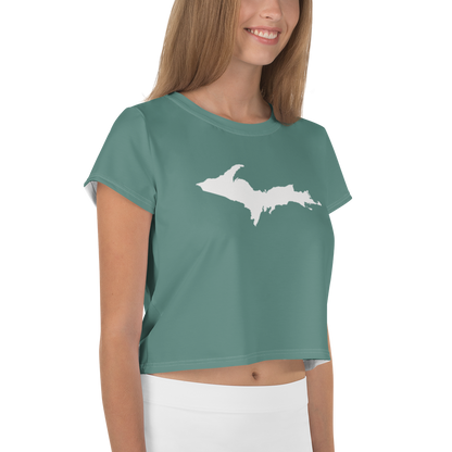 Michigan Upper Peninsula Crop Top (w/ UP Outline) | Sporty - Copper Green