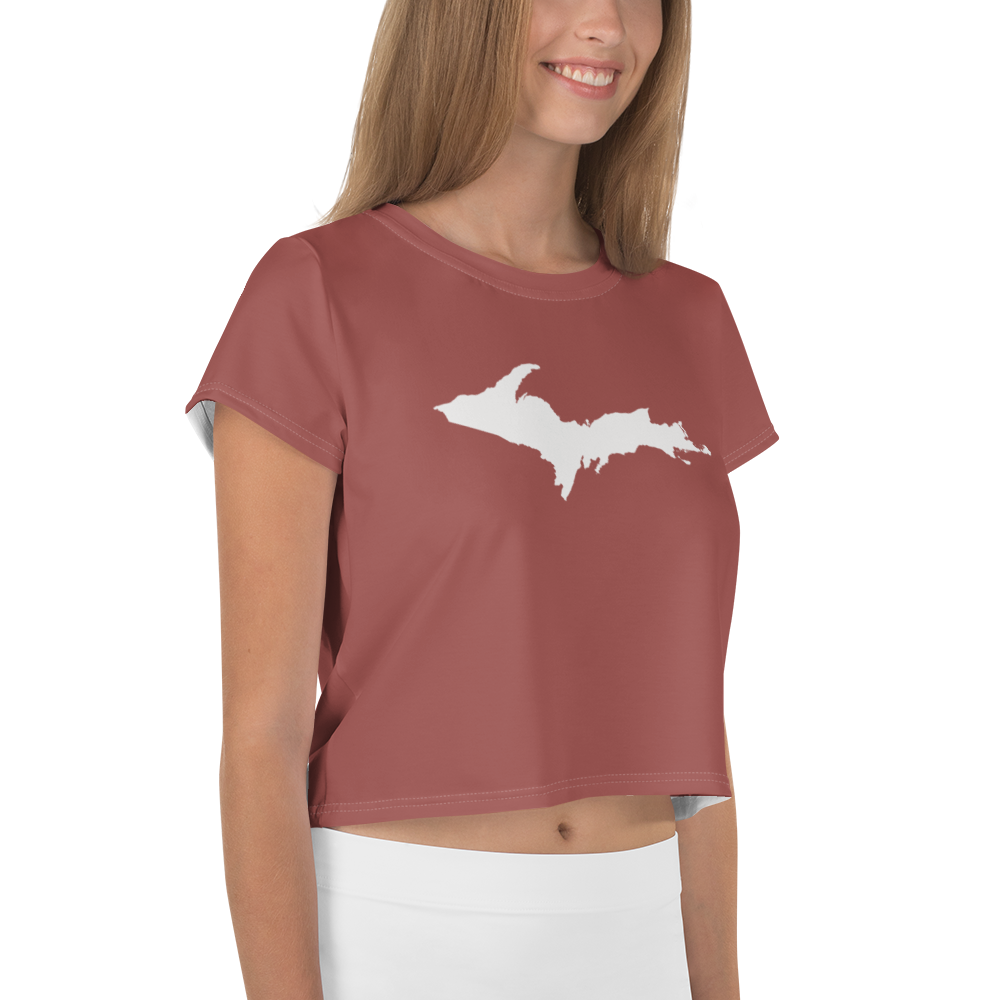 Michigan Upper Peninsula Crop Top (w/ UP Outline) | Sporty - Ore Dock Red