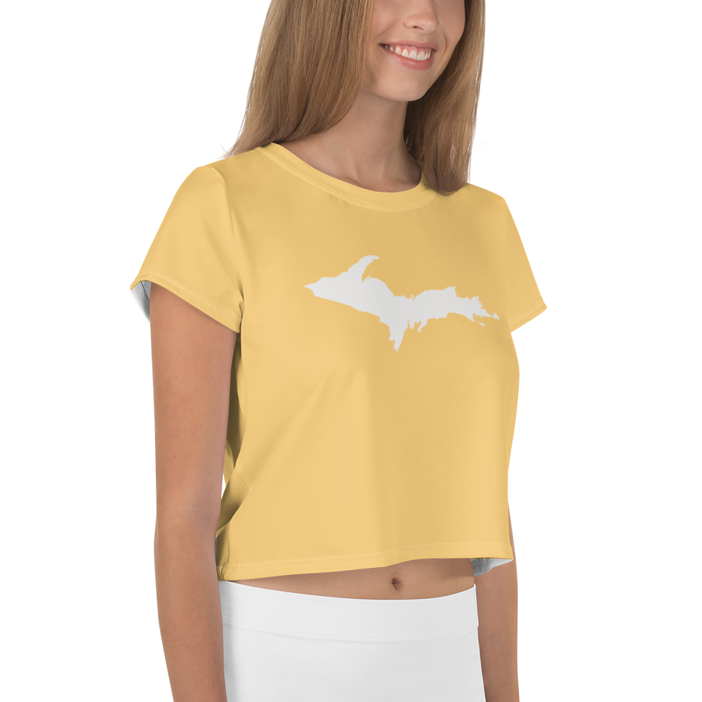 Michigan Upper Peninsula Crop Top (w/ UP Outline) | Sporty - Citrine